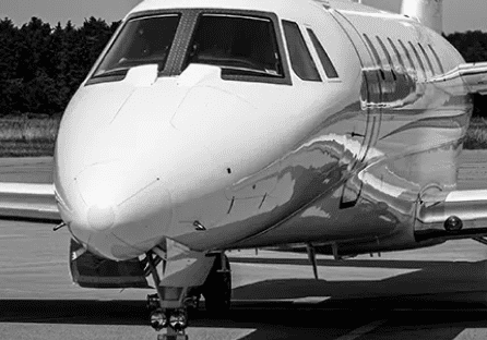 A black and white photo of an airplane.